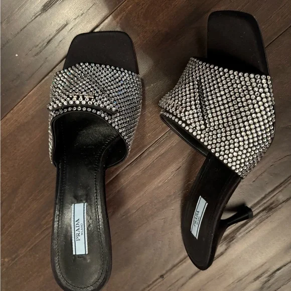 Prada Crystal Embellished open toed mules. - Picture 7 of 11